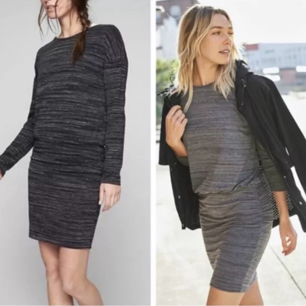 NWT Athleta Beyond Soft Avenues Dress In Space Dye Long Sleeve Size L Casual